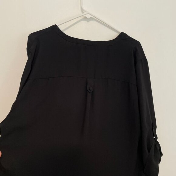 TORRID 2 Plus Size Harper 3/4 Sleeve Pullover Blouse Solid Black Georgette Work - Picture 15 of 16